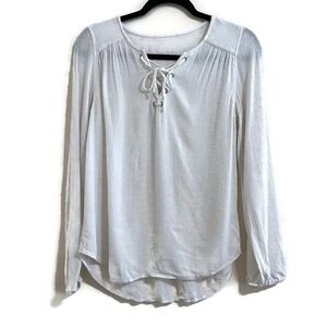 Womens Peasant Lace‎ Up Top Small Boho Cottage Hippie Flowy Coastal Resort Tavel